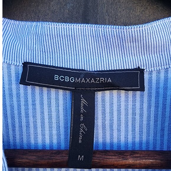 BCBGMAXAZRIA Jola Stripe Chambray Blouse, Size Medium - Picture 6 of 10